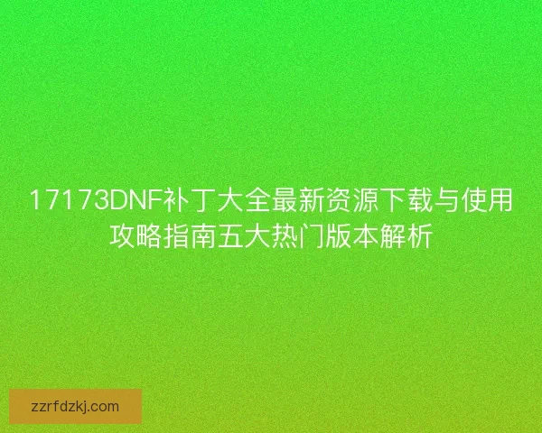 17173DNF补丁大全最新资源下载与使用攻略指南五大热门版本解析