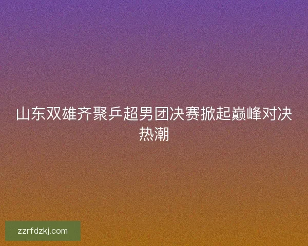 山东双雄齐聚乒超男团决赛掀起巅峰对决热潮