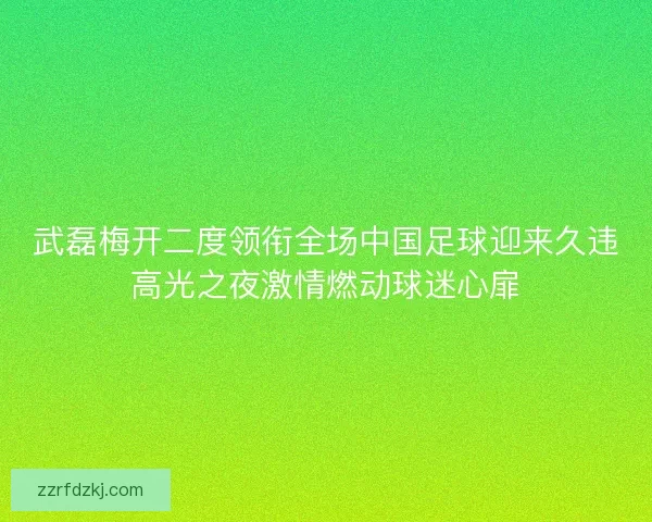 武磊梅开二度领衔全场中国足球迎来久违高光之夜激情燃动球迷心扉