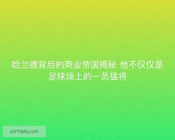 哈兰德背后的商业帝国揭秘 他不仅仅是足球场上的一员猛将