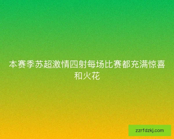 本赛季苏超激情四射每场比赛都充满惊喜和火花
